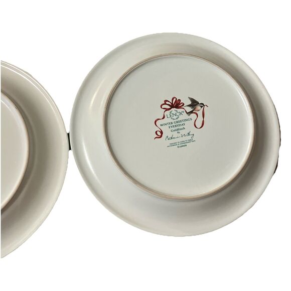 Lenox Winter Greetings Everyday Goldfinch Dinner Plates 10.75" Catherine McClung - Picture 10 of 15